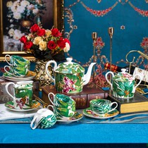 欧式咖啡具骨瓷釉中彩茶具热带雨林系列下午茶大容量茶壶咖啡杯