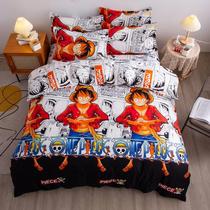 卡通动漫海贼王路飞床上用品四件套床单被套学生宿舍单人三4件套