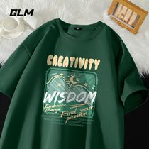 森马集团GLM绿色纯棉短袖T恤男原创小众青少年ins潮流宽松打底衫