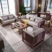 新中式实木布艺沙发组合别墅家居酒店样板间客厅禅意家具全屋定制