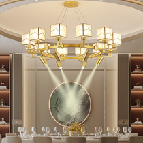 酒店餐厅包厢吊灯轻奢圆环形宴会大厅餐饮饭店包间带射灯金色灯具