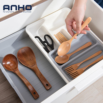 刀叉盒厨房餐具筷子分类收纳盒 橱柜抽屉多功能塑料勺子工具盒