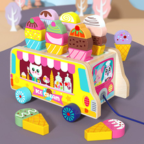 婴幼儿木制仿真冰淇淋甜筒雪糕机冰激凌小推车儿童过家家玩具礼物