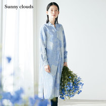 桑妮库拉/Sunny clouds 女式纯棉立领虞美人印花长款衬衫