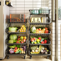 厨房蔬菜置物架落地多层可移动家用放菜架子水果菜篮子储物收纳筐