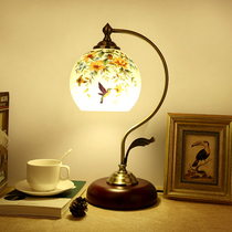 家用装饰台灯灯罩玻璃外壳罩配件老上海民国卧室床头莲花茶花灯罩