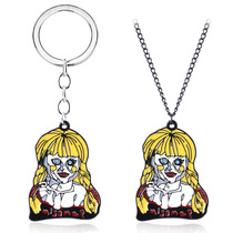 万圣节礼物 安娜贝尔3：鬼娃回家 恐怖卡通人物钥匙扣挂件项链