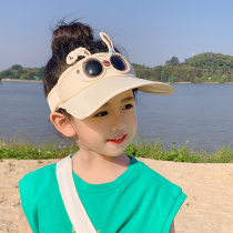 儿童防晒帽子夏季薄款遮阳紫外线女孩宝宝可爱可调节空顶太阳帽女