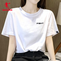 乔丹短袖T恤女2024夏季新款官方旗舰体恤白色宽松半袖休闲运动服