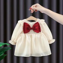 1-3岁女童洋气连衣裙春秋款2宝宝夏季红色公主裙婴儿周岁礼服裙子
