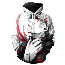 东京食尸鬼3D数码印花外套带帽来图定制印花印字印图印logo卫衣