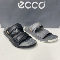 ECCO爱步男鞋夏季新款外穿牛皮拖鞋百搭魔术贴沙滩鞋524404科摩