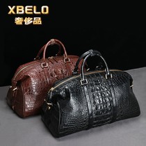 XBELO奢侈品暹罗鳄鱼骨皮男包真皮大容量旅行袋商务男女通用49CM