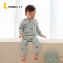 童泰四季5个月-4岁婴幼儿男女宝宝纯棉圆领肩开长袖家居内衣套装