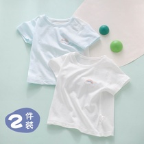 新生婴儿衣服夏季薄款夏天短袖0一3月2宝宝73码a类66纯棉全背上衣