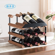 实木红酒架摆件家用葡萄酒展示架酒柜架子创意红酒瓶斜放置物架