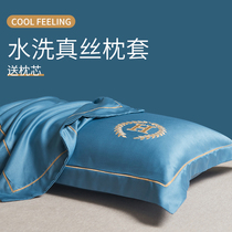 夏季可水洗真丝冰丝枕头枕芯套装家用一对送枕套四件套夏天1172