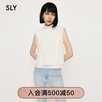 SLY 2023夏季新品古典花纹法式优雅无袖蕾丝衬衫女030GAZ80-0410