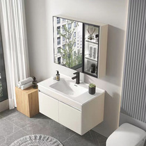 奶油风不锈钢浴室柜组合60cm卫生间洗面盆柜一体洗漱台浴室储物柜