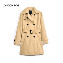伦敦雾女装翻领双排扣风衣外套春季新款棉质休闲中长款风衣大衣女