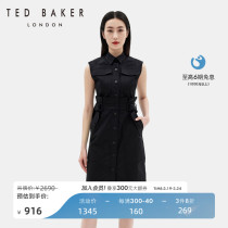 TED BAKER秋冬女士衬衫领无袖高腰系带棉质连衣裙261797A