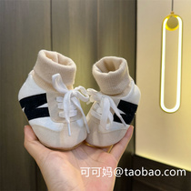 秋冬新生婴儿0-1岁男女宝宝软胶底鞋袜不掉跟保暖运动防滑学步鞋