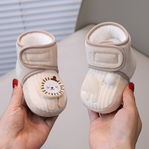 婴儿鞋子冬季加绒加厚保暖软底棉鞋3-6-8-12个月宝宝防掉鞋0一1岁