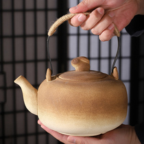 大容量陶瓷烧水壶1200毫升粗陶煮茶壶围炉炭火明火温茶壶餐厅单壶