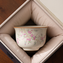 仿古汝窑茶杯高档品茗杯单个茶具中式陶瓷可养个人专用茶盏主人杯