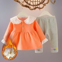 女宝宝秋冬季套装加绒女童洋气春秋装婴幼儿儿童2可爱两件套1-3岁