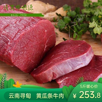 新鲜小黄瓜条2500g5斤牛肉云南寻甸清真 纯瘦嫩黄牛牛肉 烤肉牛排