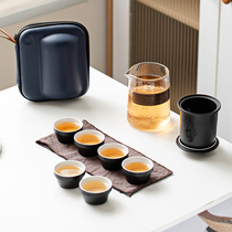 玻璃旅行茶具便携式快客杯一壶六杯随身包套装户外功夫茶杯泡茶壶