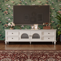森趣美式白色实木茶几电视柜组合小户型客厅现代简约收纳柜储物柜