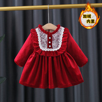 童装女童连衣裙加绒冬季儿童公主裙子0一1-3岁周婴儿女宝宝新年装