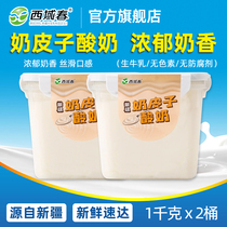 新疆西域春奶皮子酸奶1kg*2桶装酸奶益生菌大桶水果捞酸牛奶