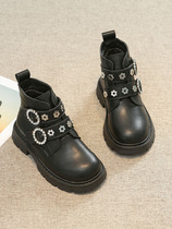 新款薄款短女童马丁靴靴靴黑色靴子女童鞋儿童童秋冬软底2023