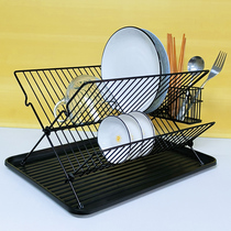 厨房碗盘沥水架X型可折叠双层置物架家用简约台面碗架滤水收纳架
