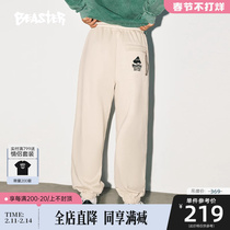 BEASTER蘑菇印花卫裤男23新品潮户外美式休闲运动重磅宽松长裤女