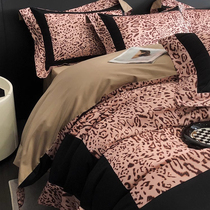 小富婆的一天︱欧美高端四件套全棉粉色豹纹被套床单纯棉床上用品