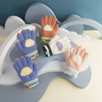 S13秋冬天男女孩儿童季绒保暖织可爱薄分五指一小学生3岁宝宝手套