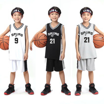 儿童亲子装篮球服套装成人马刺队21号邓肯球衣小学生比赛定制印字