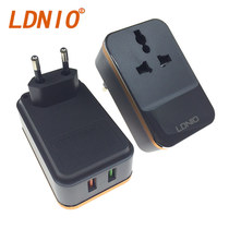 LDNIO双口USB充电器一拖二通用插座孔排插QC3.0手机快充头2合1多功能10A万能插座孔5v3a9v2a12v1.5a5v2.4a