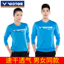 VICTOR胜利羽毛球服威克多男女秋冬季长袖T恤速干透气专业比赛服