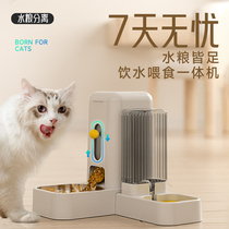 猫碗狗碗自动饮水机喂食器一体猫粮食盆投食双碗宠物狗水碗防打翻