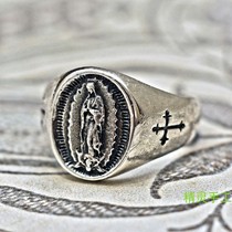 纯银戒指情侣复古中世纪雕刻男子气概纹章印章原创设计机车饰品新