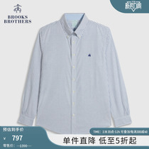 Brooks Brothers/布克兄弟男士经典款牛津纺条纹免烫长袖休闲衬衫