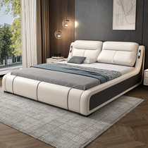 多功能真皮床现代简约轻奢主卧室双人床2米X2米2大床智能软包婚床