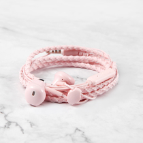 粉色手绳耳机男款有线可爱双耳一对适用苹果安卓通用少女心oppo