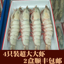 4只大虾新鲜活冻越南黑虎虾海鲜冷冻海捕草虾斑节虾超大对虾明虾