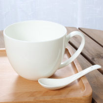 杯子陶瓷麦片杯早餐杯带盖勺大容量大号牛奶杯马克杯碗泡面燕麦杯